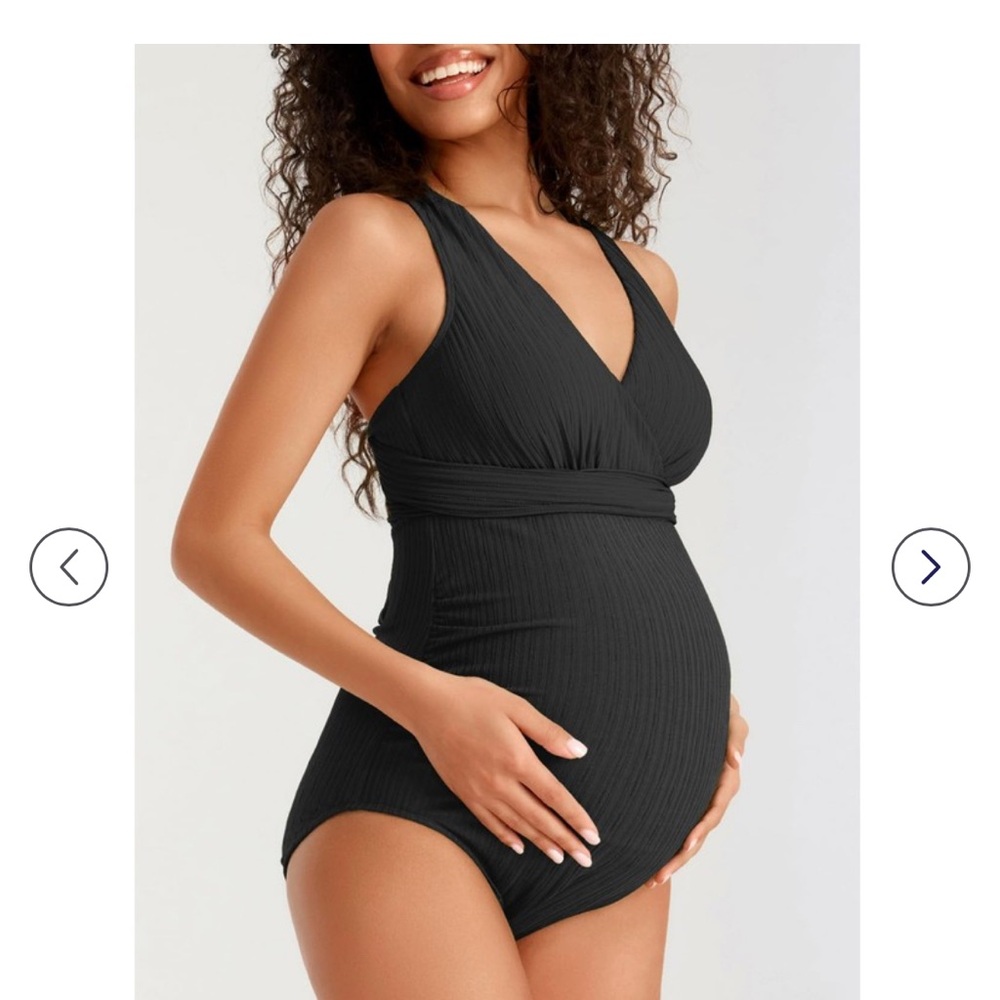 NWT Summer Mae Maternity Swimsuit One Piece Tummy Control Suit V-Neck Swimwear